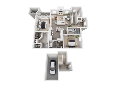 Floor plan for 2 beds, 2 baths, 1176 sqft